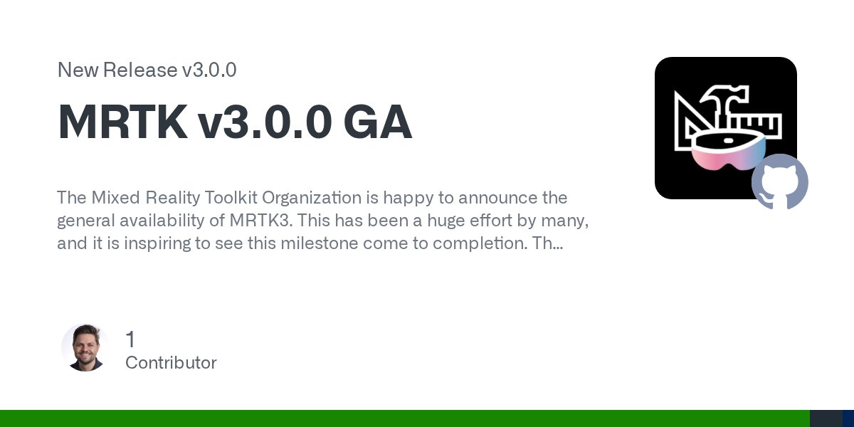 rolandsmeenk's tweet card. The Mixed Reality Toolkit Organization is happy to announce the general availability of MRTK3. This has been a huge effort by many, and it is inspiring to see this milestone come to completion. Tha...