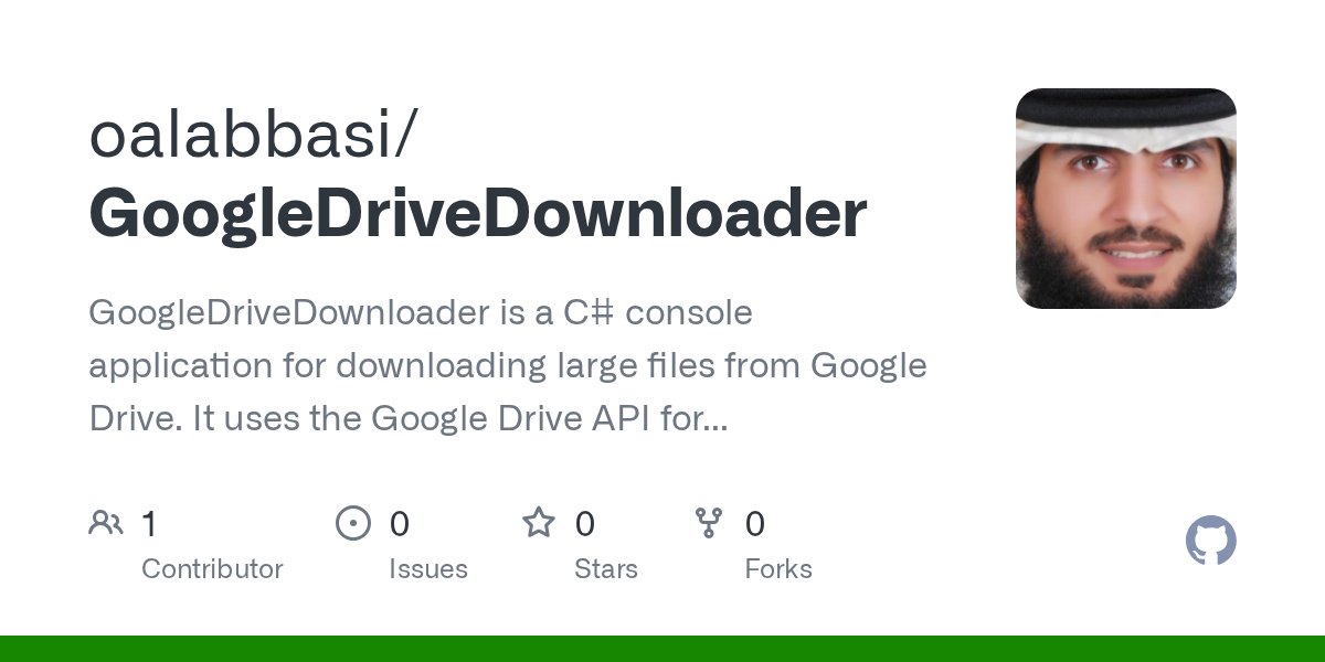 rumex_bh's tweet card. GoogleDriveDownloader is a C# console application for downloading large files from Google Drive. It uses the Google Drive API for authentication and authorization, and can resume interrupted downlo...