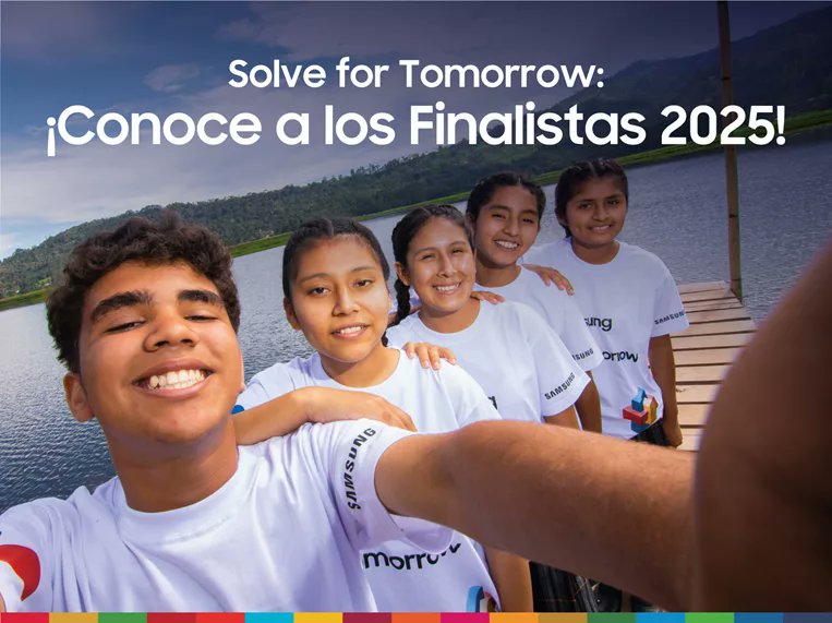 StakeholdersRS's tweet card. Estas iniciativas presentadas a Samsung abordan retos como la contaminación del agua, inclusión lingüística en salud y otros.