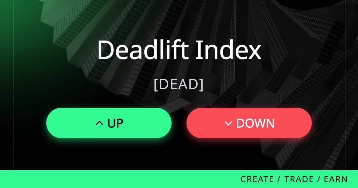 indexdotfun's tweet card. The Deadlift Index merges fitness, trends, finance, and corporate performance, stipulating that CEOs who lift weights outperform those who don’t on the S&P 500. Created by @levelsio and @truflation....