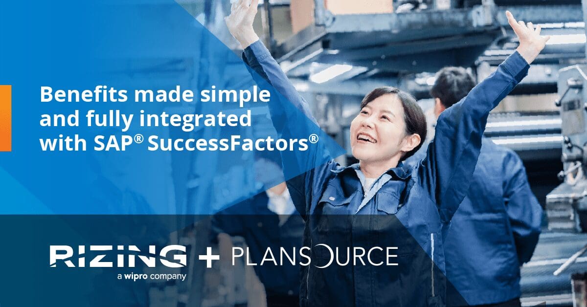 RizingCI's tweet card. Rizing will sell and implement the PlanSource Benefits solution, fully integrated with SAP SuccessFactors in new partnership.