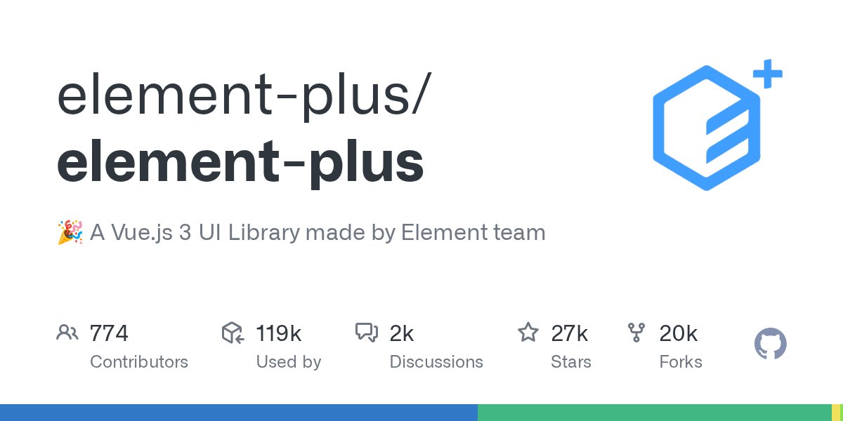 github_trends's tweet card. 🎉 A Vue.js 3 UI Library made by Element team. Contribute to element-plus/element-plus development by creating an account on GitHub.