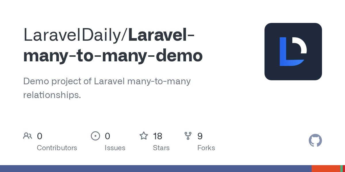 QuickAdmin's tweet card. Demo project of Laravel many-to-many relationships. - GitHub - LaravelDaily/Laravel-many-to-many-demo: Demo project of Laravel many-to-many relationships.