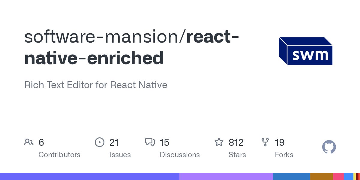 tomekzaw_'s tweet card. Rich Text Editor for React Native. Contribute to software-mansion/react-native-enriched development by creating an account on GitHub.