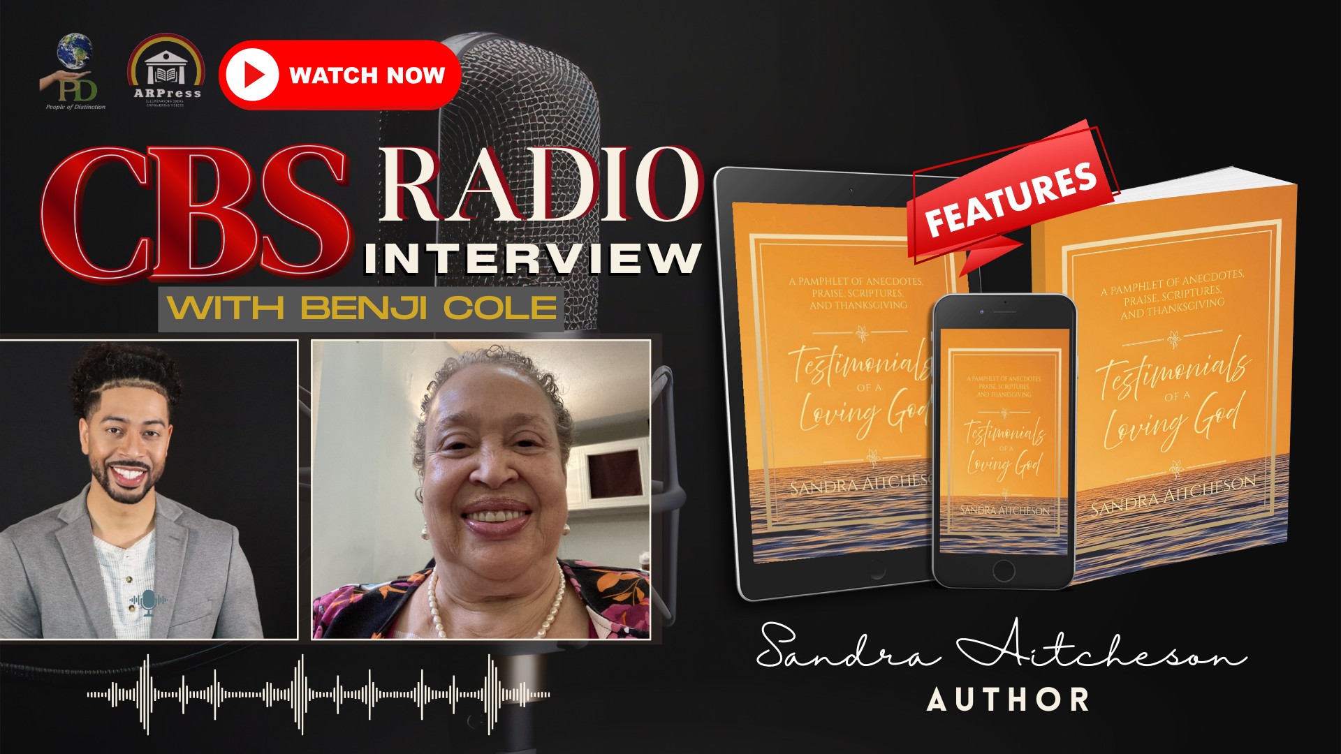 ARPressLLC's tweet card. Sandra Aitcheson, author of “Testimonials of a Loving God: A Pamphlet of Anecdotes, Praise, Scriptures, and Thanksgiving,” was recently interviewed by CBS Radio host Benji Cole on the nationally...