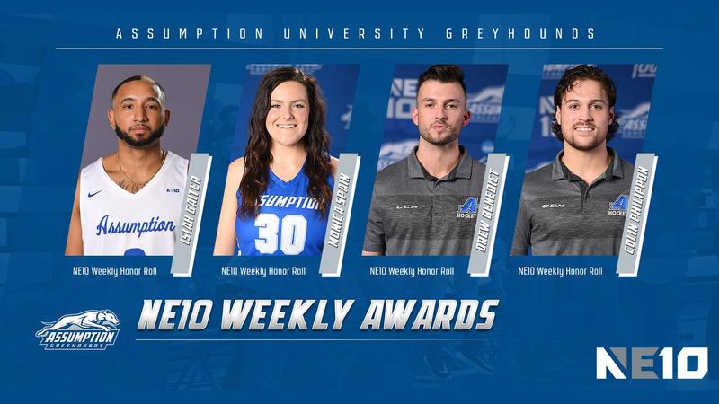 GoAssumptionU's tweet card. WORCESTER, Mass. – Four Greyhounds received Honor Roll mentions as announced by the NE10 Conference office on Monday afternoon.