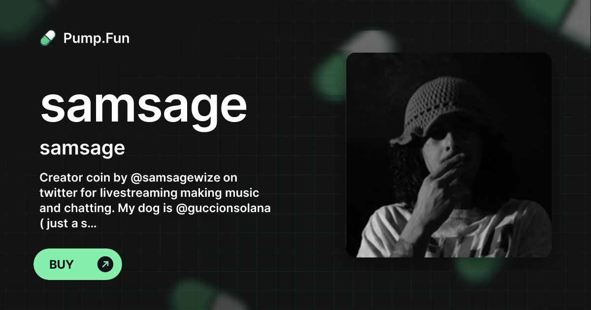 SamSageWize's tweet card. Creator coin by @samsagewize on twitter for livestreaming making music and chatting. My dog is @guccionsolana ( just a streamer trying to make it ) NFA