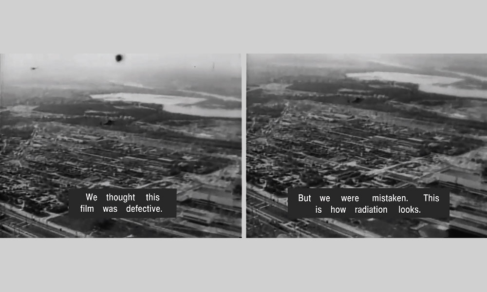 Rodrigoads2's tweet card. "We thought this film was defective. But we were mistaken. This is how radiation looks."