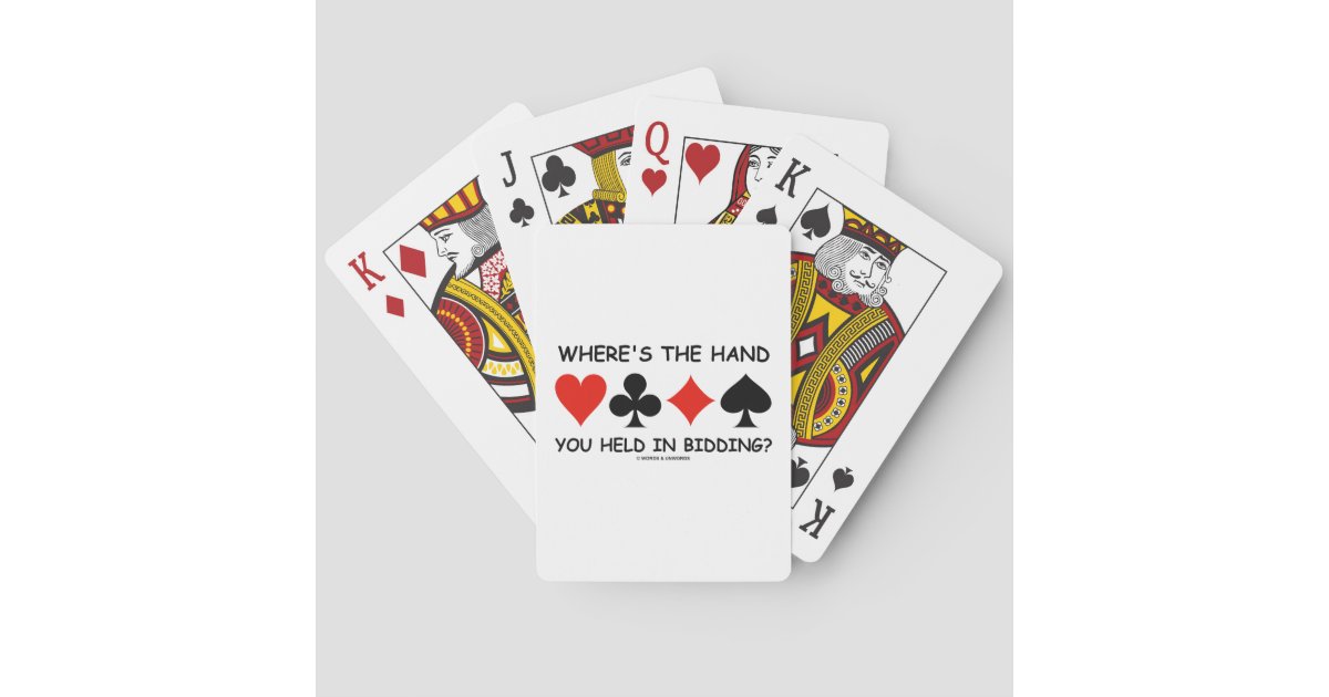 wordsandunwords's tweet card. If you have ever had a bridge partner who bid wildly at the bridge table, you will enjoy any of these bridge humor gifts. Featuring all four card suits (heart, club, diamond, spade), along with the...