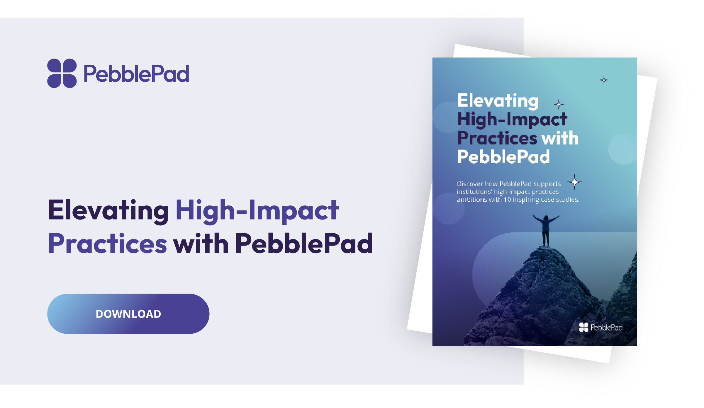 PebblePad's tweet card. Explore global initiatives from integrated learning through ePortfolio, to service learning and internships with 10 case studies.