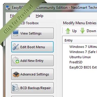 AbdulFa54445733's tweet card. EasyBCD is a Windows software utility enabling control and configuration of the BCD/BOOTMGR bootloader for dual-boot setups with Windows 7, 10, and 11.