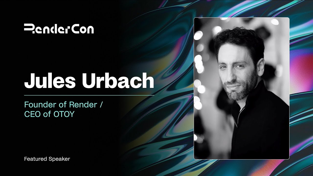 rendernetwork's tweet card. RenderCon 2025 Keynote : The Future of Rendering - Jules Urbach & Ari...