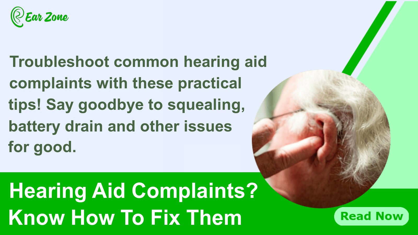 Ear_Zone's tweet card. Find practical advice on common hearing aid complaints. Tips to fix hearing aid squealing, battery consumption, music listening and other hearing aid issues