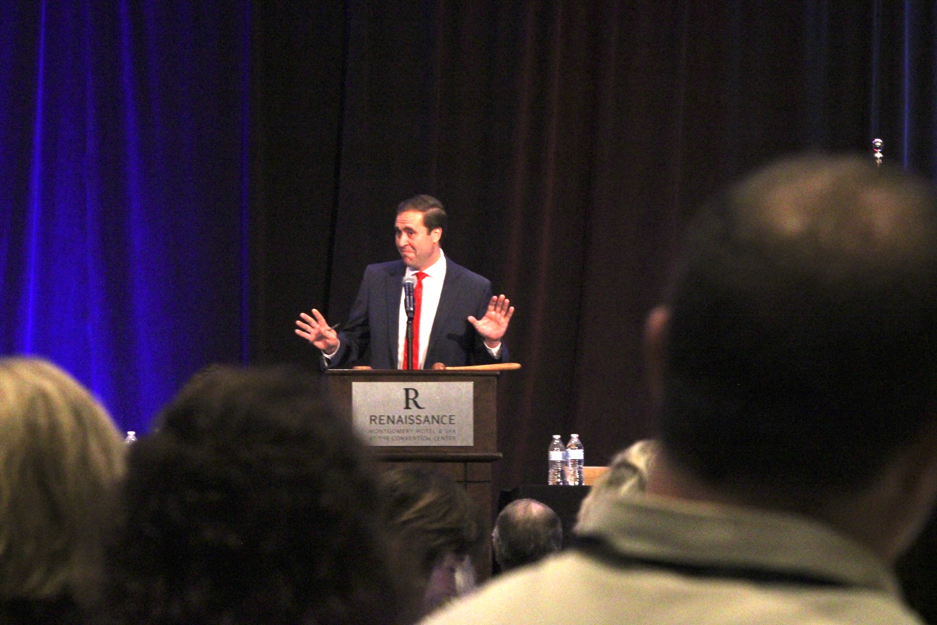 DemVictoryAL's tweet card. About 83% of the attendants voted for the rule that prohibits elected partisan officials from appointing people other than Republicans.