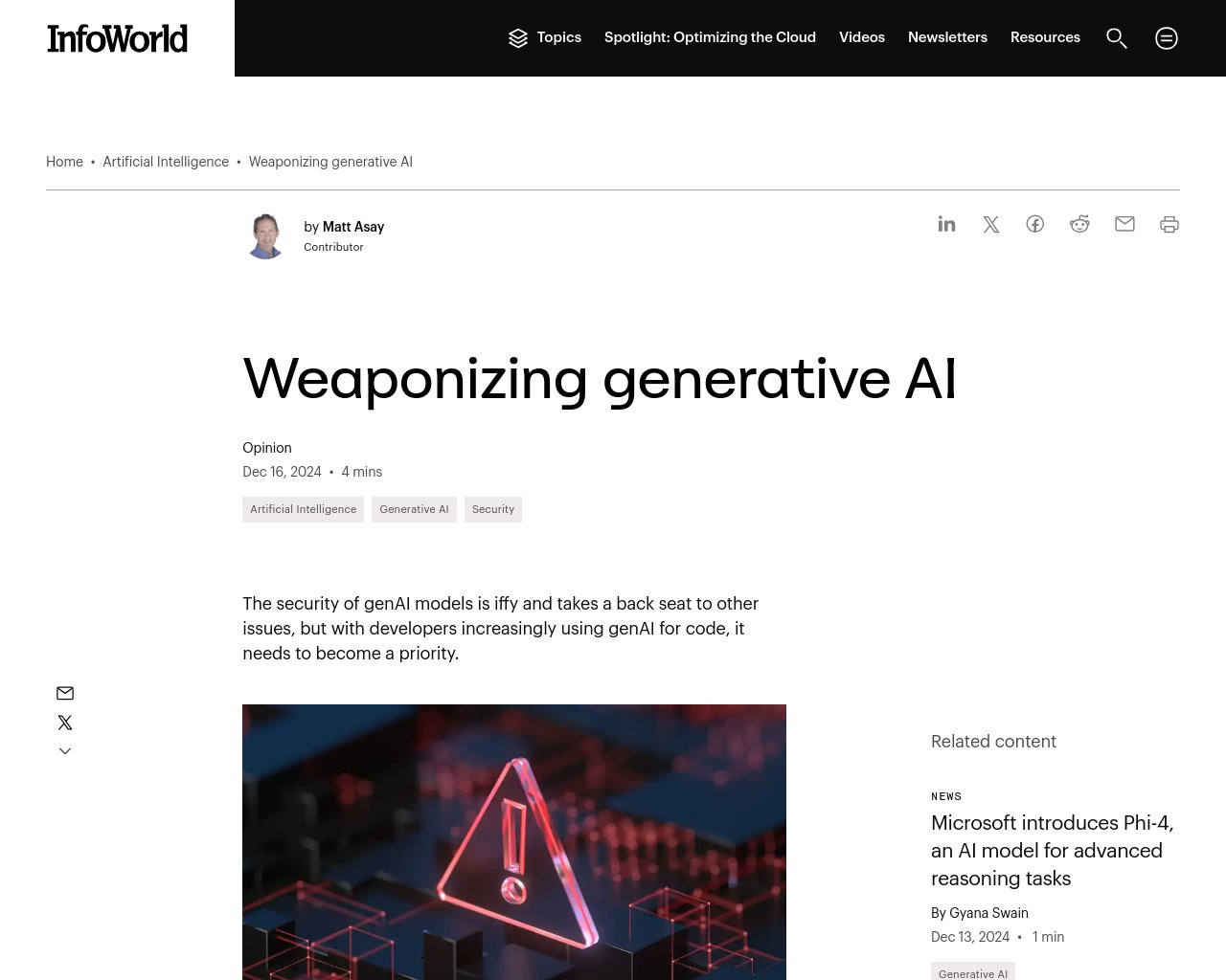 managetech_inc's tweet card. 要約： Generative AIの普及に伴い、セキュリティの不足が信頼を蝕む可能性がある。 オープンソースソ
