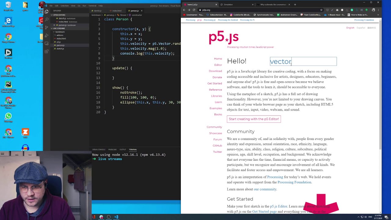 BobVoorneveld's tweet card. Live coding: Corona Simulator