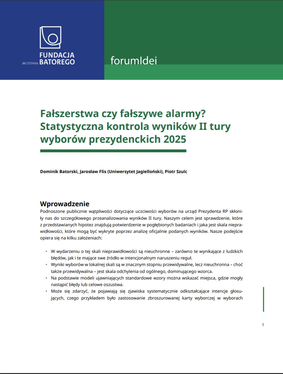 RobKoniec's tweet card. Statystyczna kontrola wyników II tury wyborów prezydenckich 2025