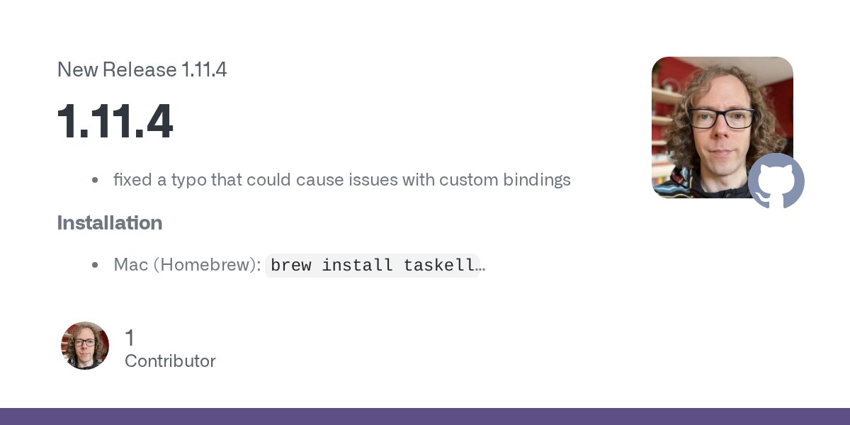 taskellcli's tweet card. fixed a typo that could cause issues with custom bindings Installation Mac (Homebrew): brew install taskell Linux: download binary and place it in a directory in your $PATH (e.g. /usr/local/bin) ...