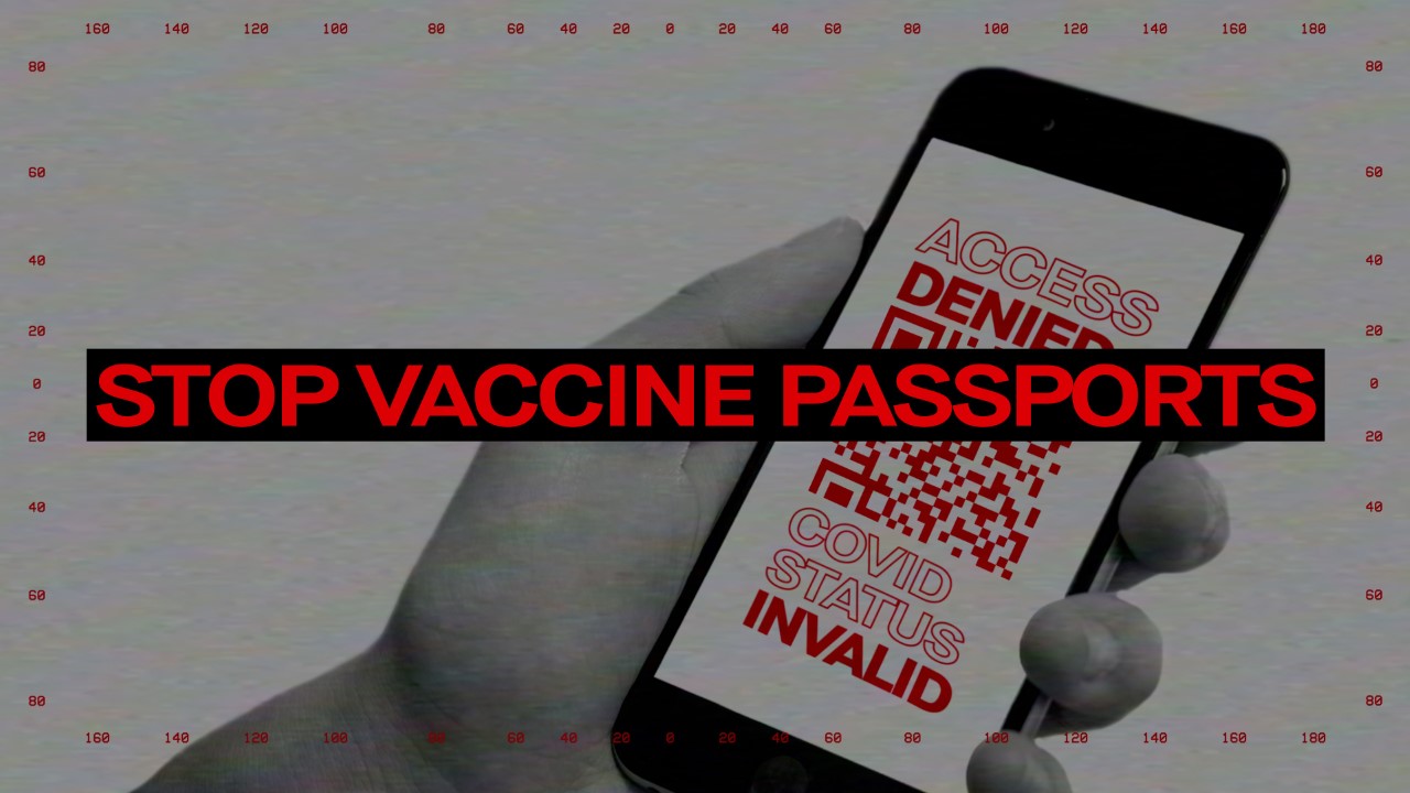 BigBrotherWatch's tweet card. Stop Covid Passes — Big Brother Watch