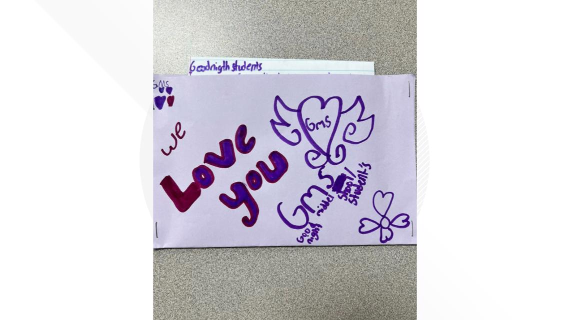 KVUE's tweet card. Jane Tafoya's sixth grade English class wrote letters to Goodnight Middle School students after an 11-year-old girl died on campus last week.