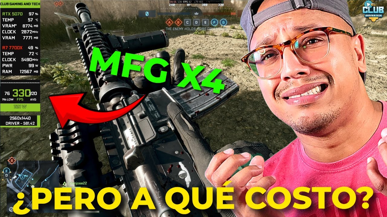 ClubGamingTech's tweet card. Battlefield 6: 330 FPS vs 84ms de Retraso​🔥​