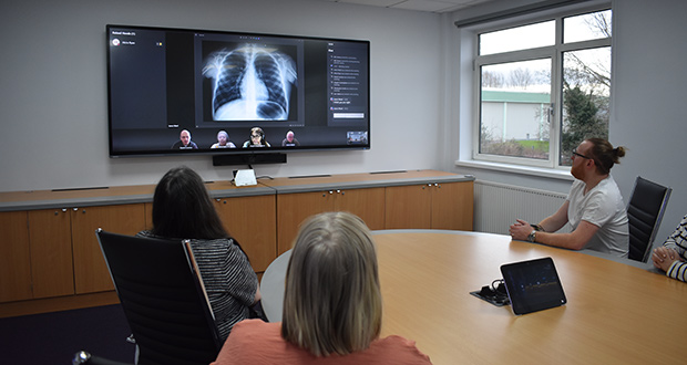 AvocorTech's tweet card. North of England based Involve Visual Collaboration has developed a new template for healthcare meetings, using Teams Rooms and the Avocor L Series.