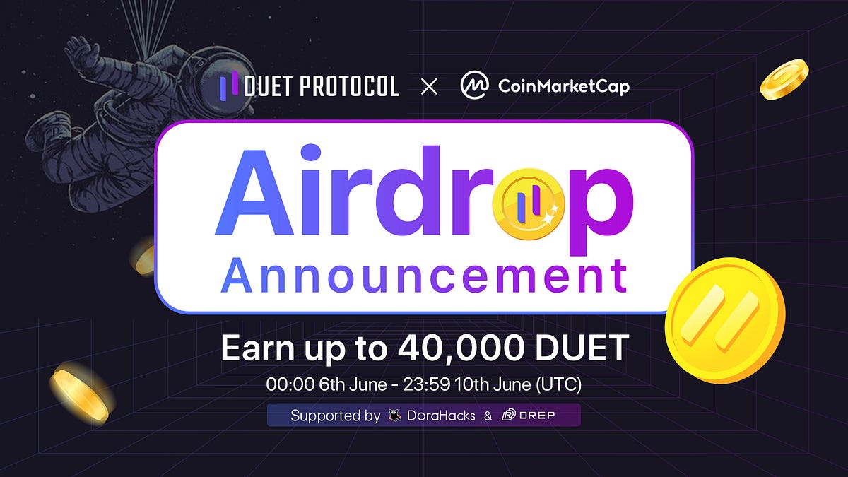 duetprotocol's tweet card. Airdrop participation instructions