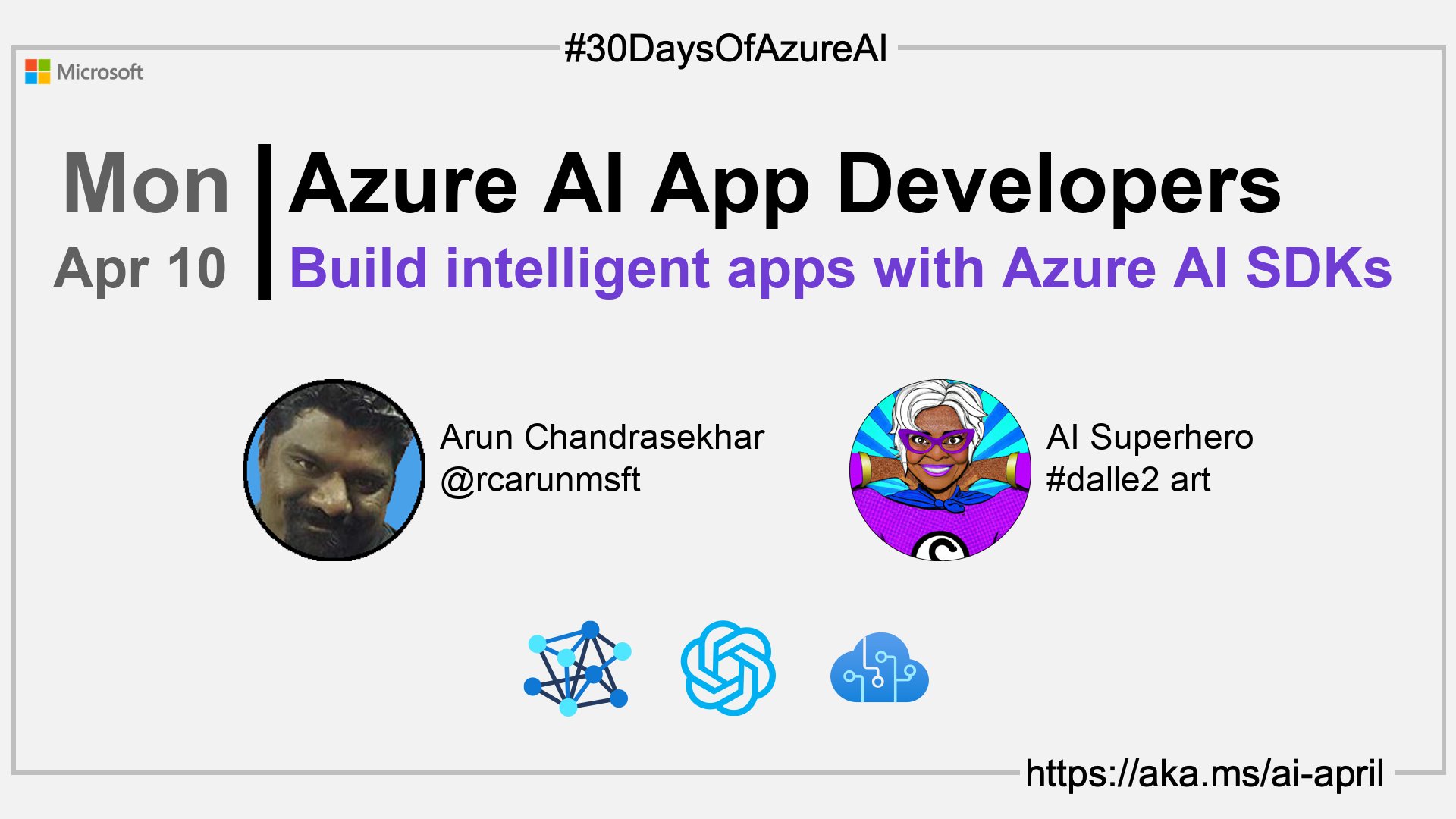 msft4startups's tweet card. 🧑‍💻Welcome to day 9 of #30DaysOfAzureAI. AI App developers don't miss out on exploring the Azure AI Hub for OpenAI and Cognitive Services SDK samples. Build intelligent apps with Azure AI Services.
