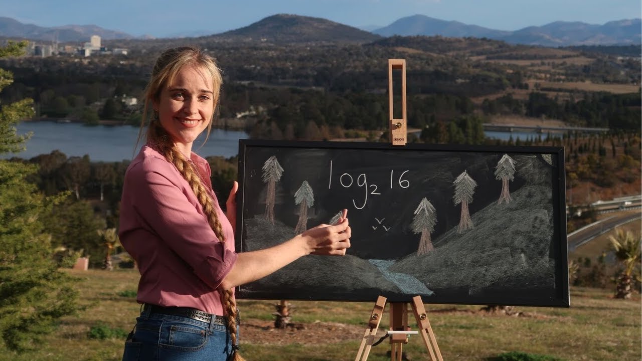 FreddieCarthy's tweet card. Logarithms explained Bob Ross style