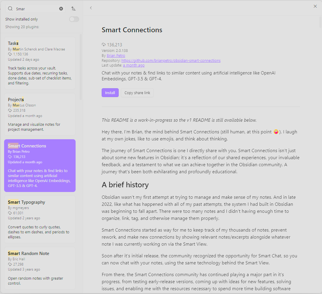 CTNET12's tweet card. In this post, I plan to cover what Smart Connections does, how I currently use it, and how you can set up the plugin for yourself.