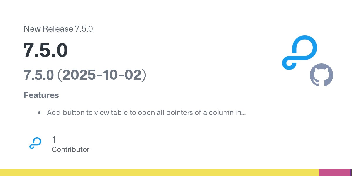 ParsePlatform's tweet card. 7.5.0 (2025-10-02) Features Add button to view table to open all pointers of a column in new browser tabs (#2976) (b8033a4) Add data browser filter condition containedIn (#2979) (c1dc5bb)