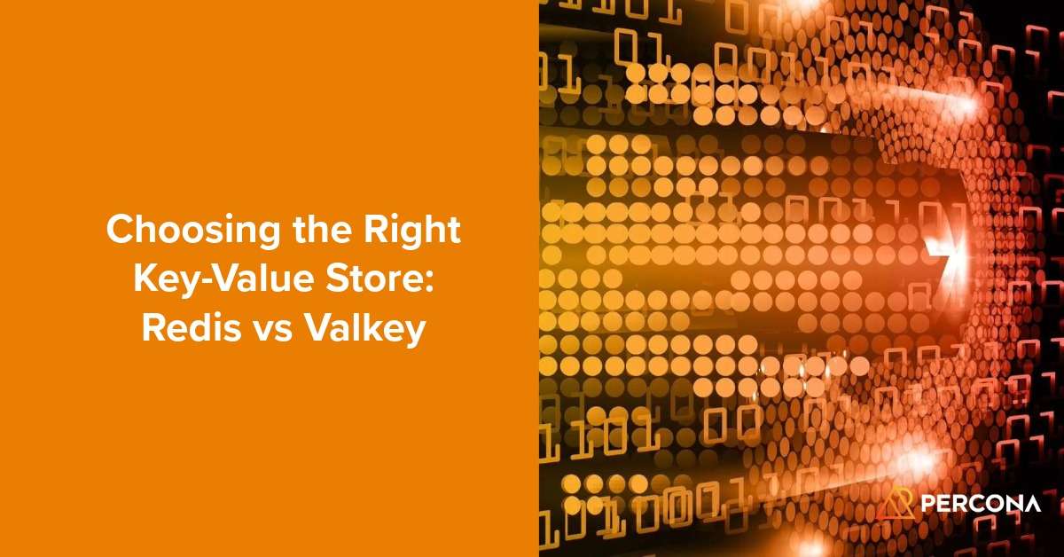 Percona's tweet card. Redis or Valkey? Learn the differences in performance, licensing, and enterprise support to choose the right key-value store for your data strategy.