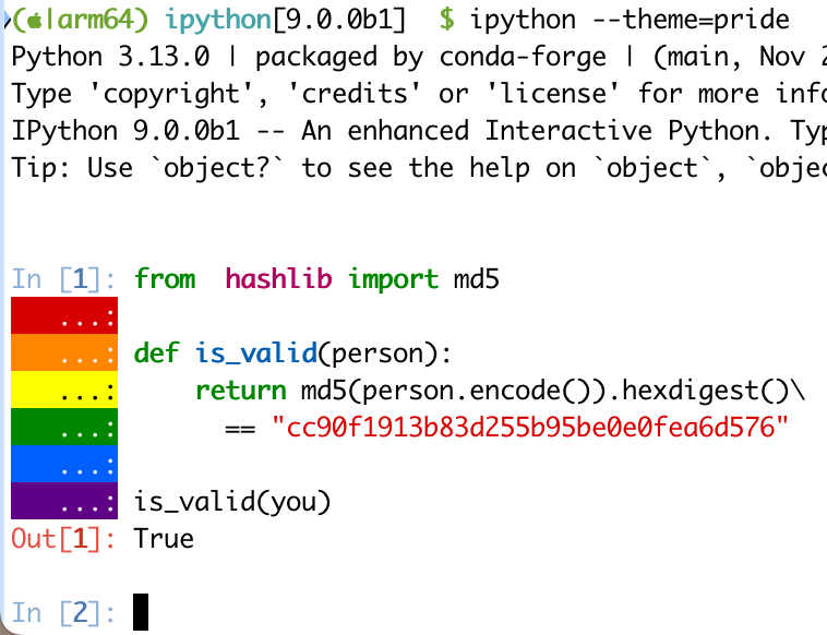 Mbussonn's tweet card. Attached: 1 image It's been a while without news, but #IPython 9.0 beta 1 is out. "biggest" features are complete rewrite of the theme engine which now supports arbitrary colors, and unicode (I'd...