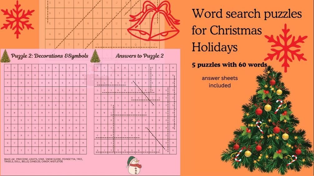 technocrayts's tweet card. Christmas Word Search Puzzle with answersLarge grids, More words, More fun, more bonding this Season!12*12 grids, can search words front, backwards, diagonal. Suitable for Christmas parties & H...