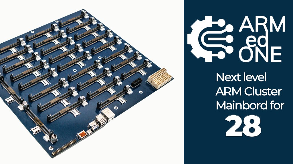 ARES_ARMedONE's tweet card. Connect up to 28 Raspberry Pi, Nvidia Jetson TX2, generic ARM Computemodules. Ideal for machine learning, rendering and power computing