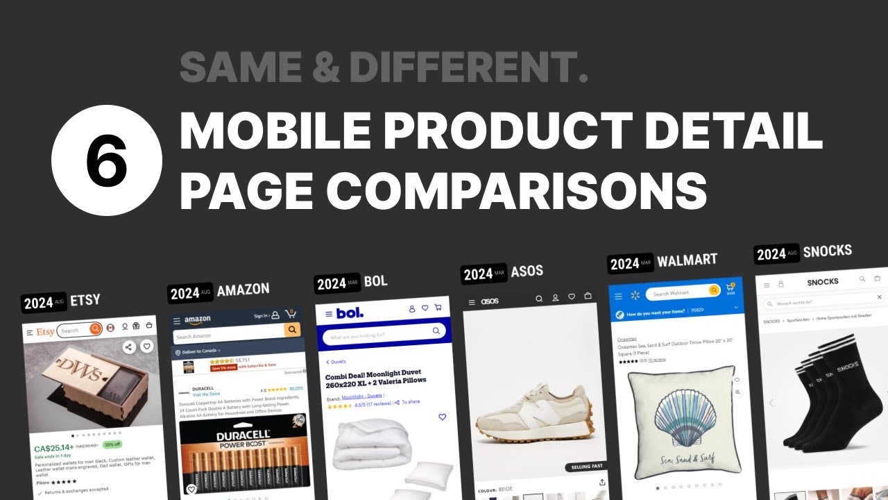 jlinowski's tweet card. 6 Mobile Product Detail Page Comparisons (No-Talking)