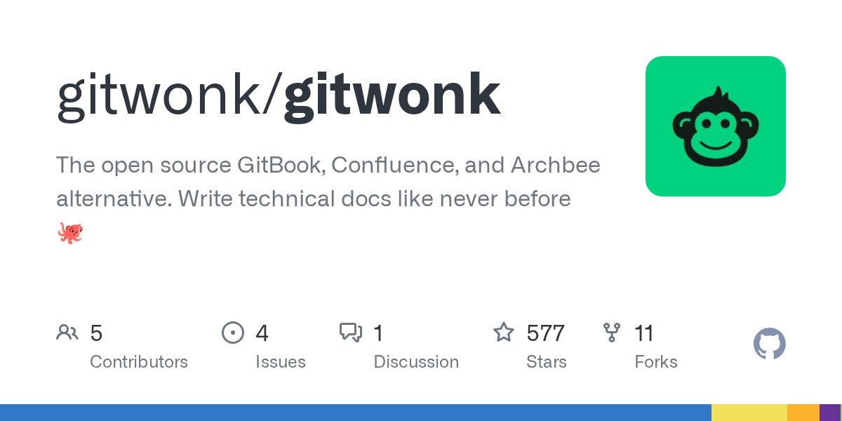 getgitwonk's tweet card. The open source GitBook, Confluence, and Archbee alternative. Write technical docs like never before 🐙 - gitwonk/gitwonk