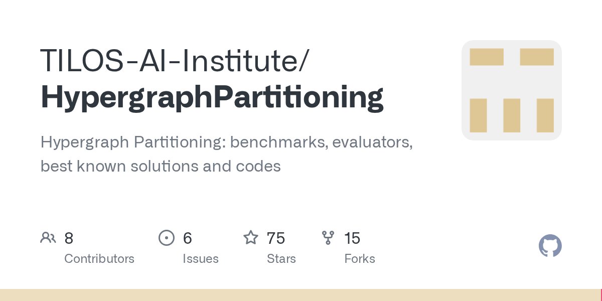 tilos_ai's tweet card. Hypergraph Partitioning: benchmarks, evaluators, best known solutions and codes - TILOS-AI-Institute/HypergraphPartitioning