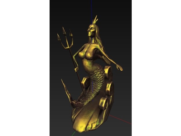 HelloThinger's tweet card. Download the Mermaid Sculpture with Trident printable 3D model and go print it!
