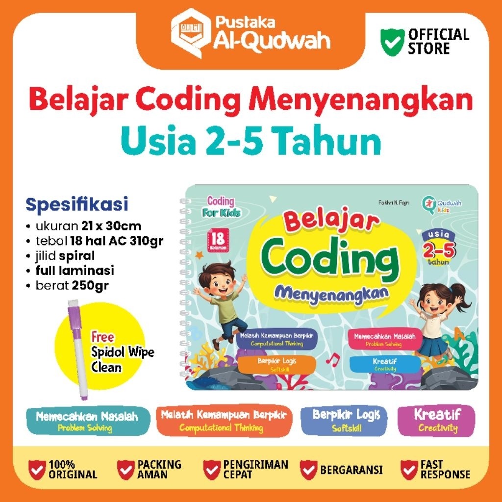 cerdasmenabung's tweet card. Beli |Al Qudwah|READY coding for kids usia 2Th++ - 18 Halaman Wipe Clean - Buku Coding AnaK TK & Paud usia 2, 3, 4,5 th- Belajar Coding Menyenangkan - buku stimulus...