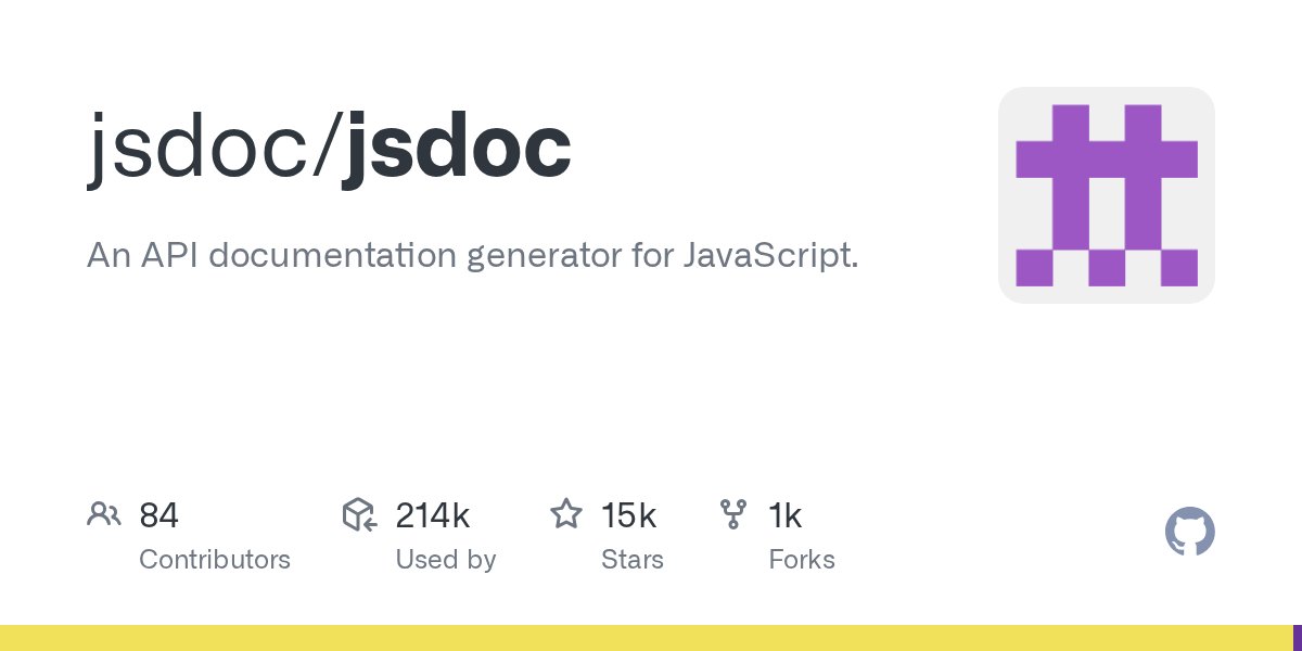 __github__'s tweet card. An API documentation generator for JavaScript. Contribute to jsdoc/jsdoc development by creating an account on GitHub.