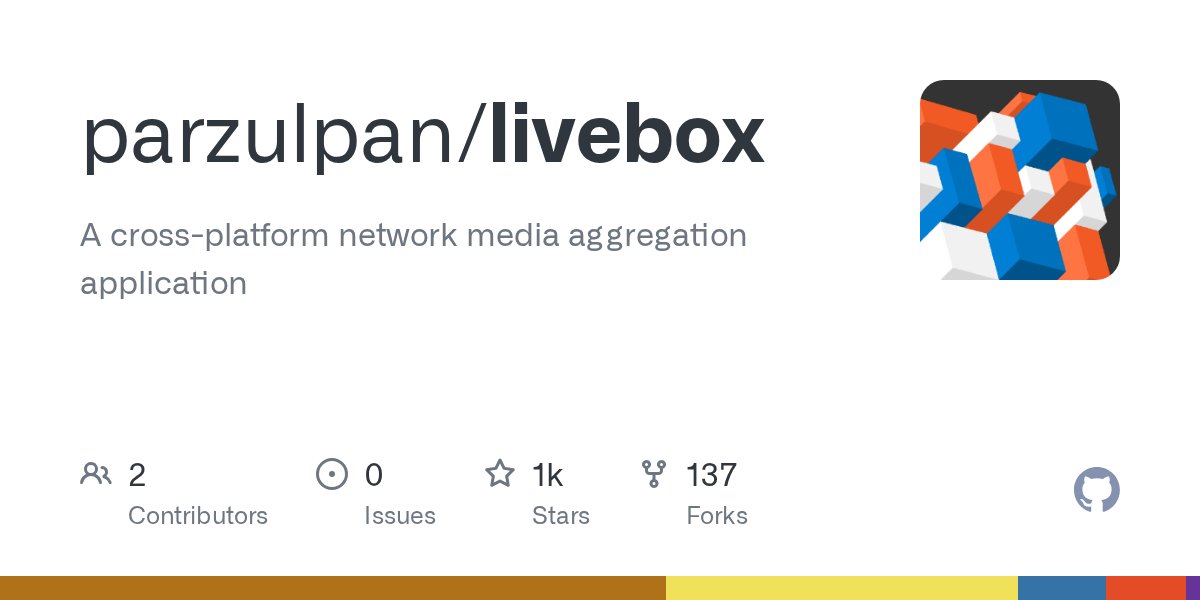 __github__'s tweet card. A cross-platform network media aggregation application - parzulpan/livebox