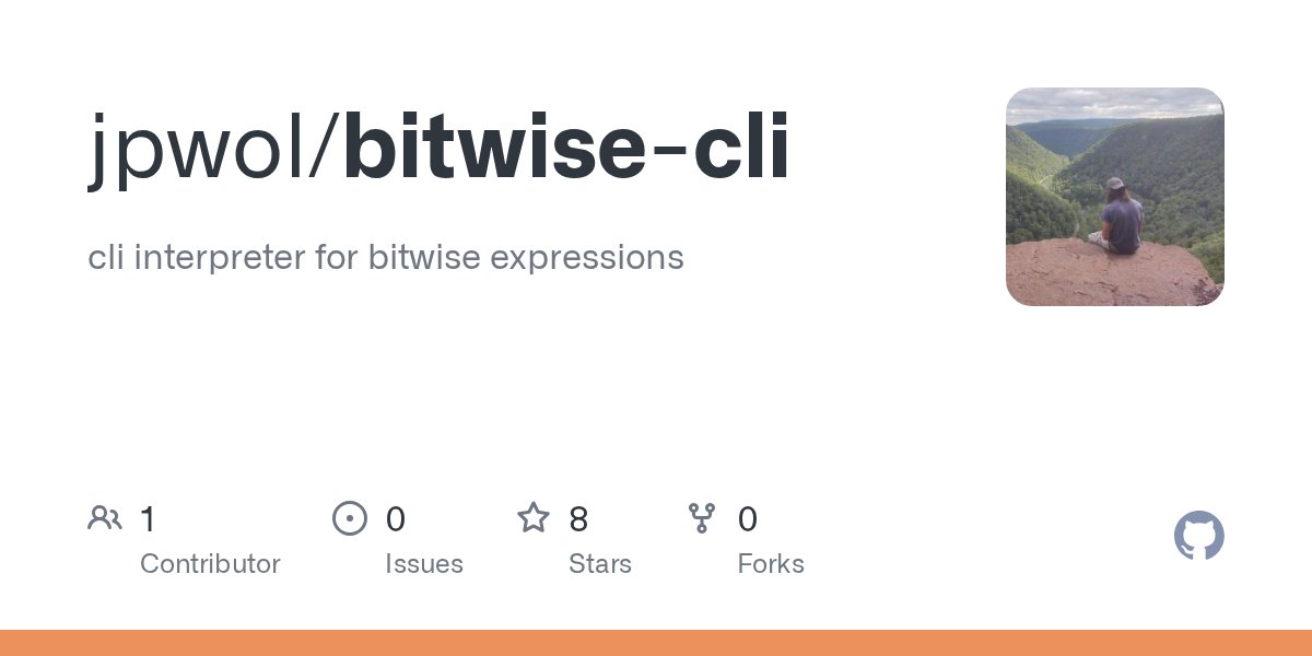 ZigDiscussions's tweet card. cli interpreter for bitwise expressions. Contribute to jpwol/bitwise-cli development by creating an account on GitHub.