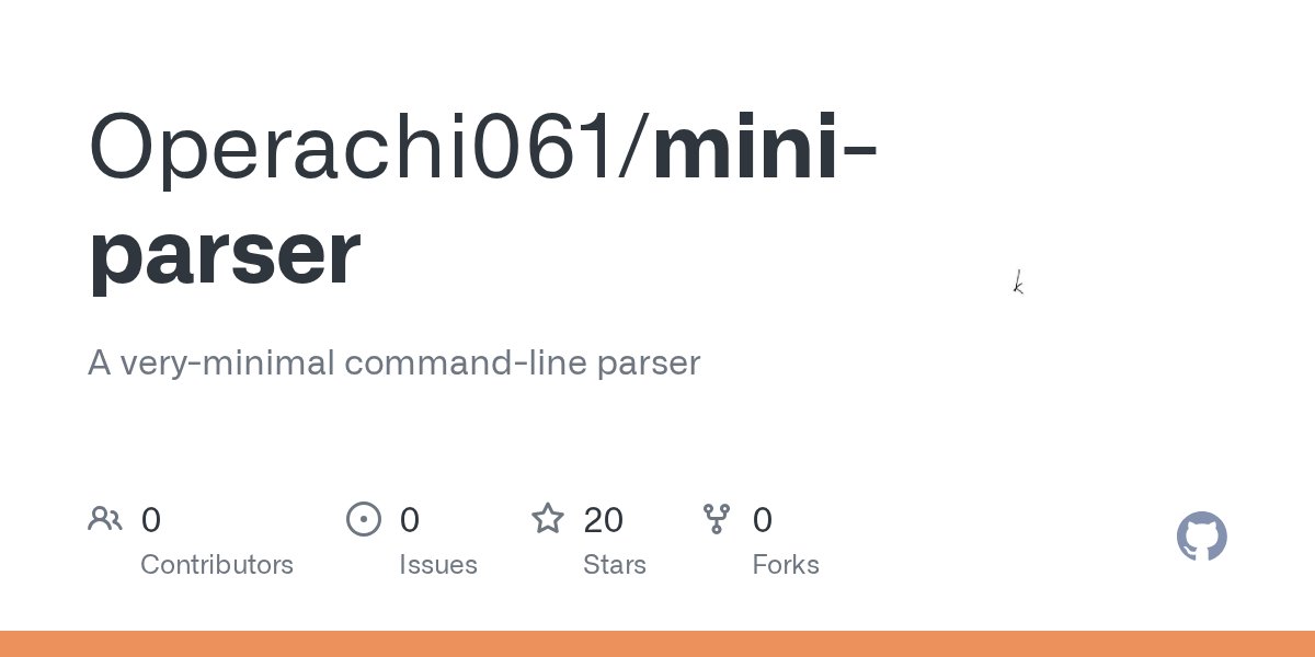 ZigDiscussions's tweet card. A very-minimal command-line parser. Contribute to Operachi061/mini-parser development by creating an account on GitHub.