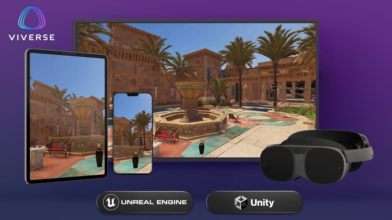 htcvive's tweet card. VIVERSE Polygon Streaming – Integrations with Unity and Unreal Engine