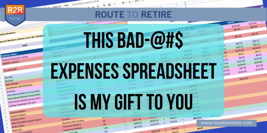 RouteToRetire's tweet card. I'm super excited about a new expenses spreadsheet I've been working on that I think you're gonna love. It's focused on your recurring expenses...