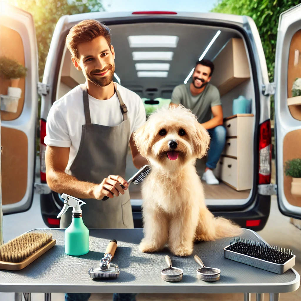 sendwork's tweet card. Build trust and loyalty in mobile dog grooming with clear communication, personalized service, and tips for creating a stress-free experience