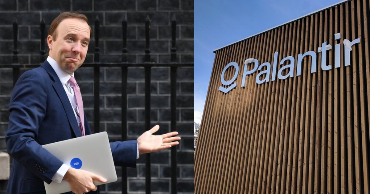 openDemocracy's tweet card. The UK government is battling ‘vaccine hesitancy’. How does sneaking through a massive deal with a controversial spy tech firm help?