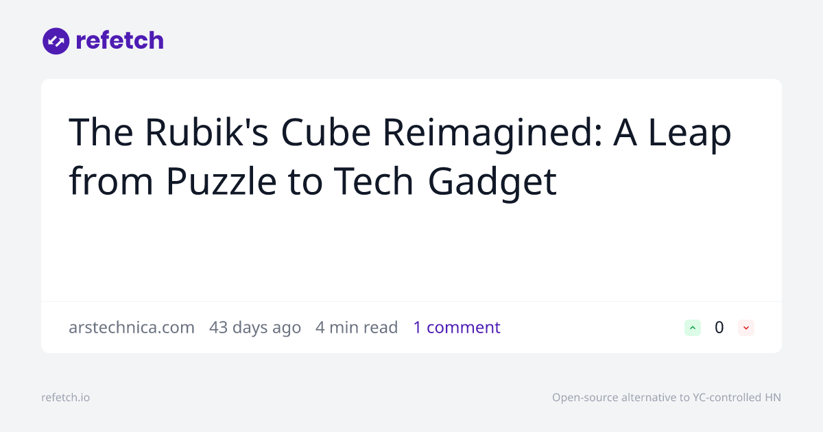 refetch_io's tweet card. Discussion about The Rubik's Cube Reimagined: A Leap from Puzzle to Tech Gadget. Join the conversation on Refetch.