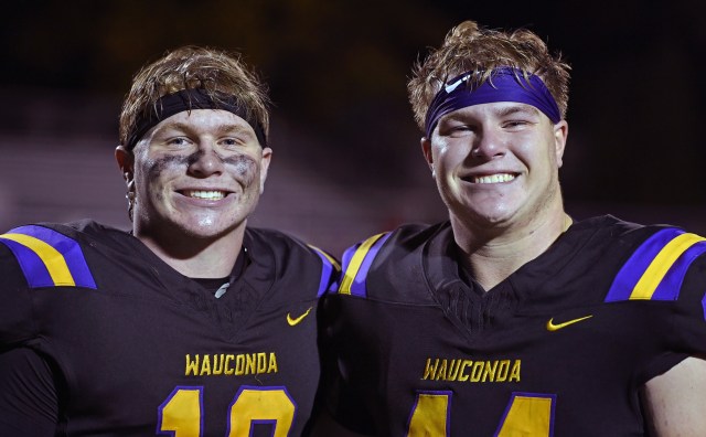 LCNewsSunSport's tweet card. Jackson Rudolph and Brody Rudolph each scores a touchdown as Wauconda holds off Antioch.